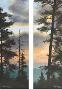 Smokies Silhouette I and II - Watercolor