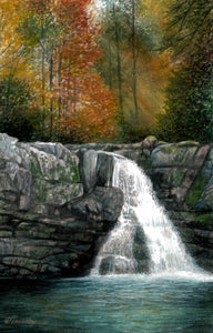 Abram's autumn - watercolor. A Smokies autumn landscape depicting Abram's Falls in watercolor.