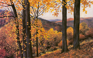 A Smokies autumn landscape watercolor from an overlook on the way to Newfound Gap. 