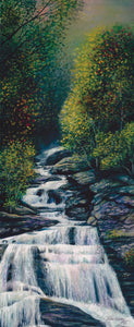 An early autumn watercolor of Cullasaja Falls in North Carolina. 