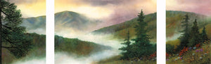 Eternal Light - Watercolor. Autumn colors kiss the mountains and reflect an eternal light. 