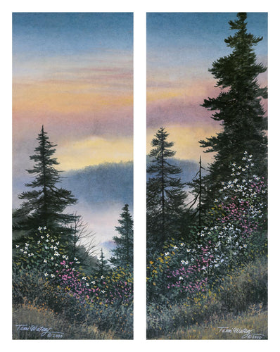 A watercolor spring Smokies landscape—the first in a set of two prints,