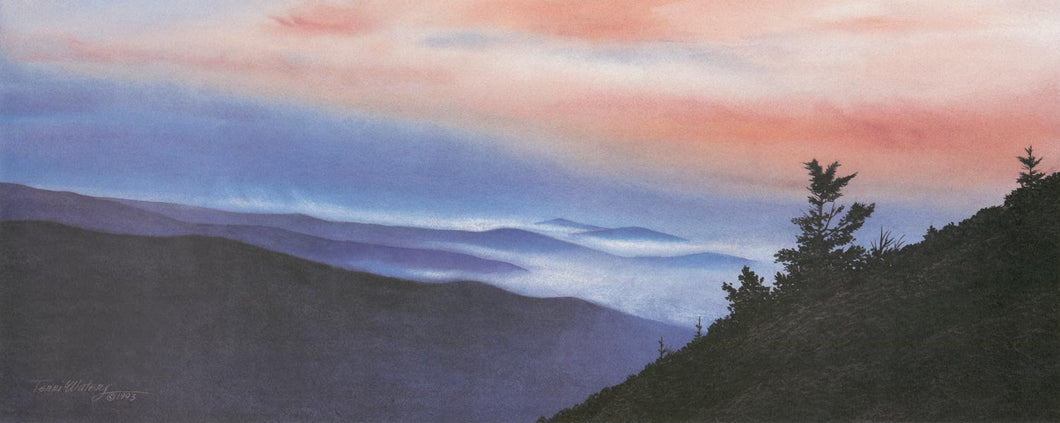 A Smokies summer landscape captured in watercolor.
