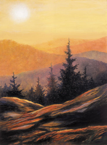 A Smokies landscape, created in oils, of the sunset from Clingmans Dome.