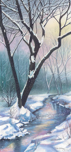 A Smokies watercolor of a snowy winter’s day.